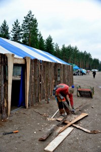 Valokuva: Kahvila Juurakon Hulda rakentamista